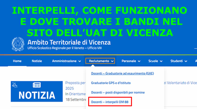 Interpelli, come funzionano e dove trovare i bandi nel sito dell’UAT di Vicenza