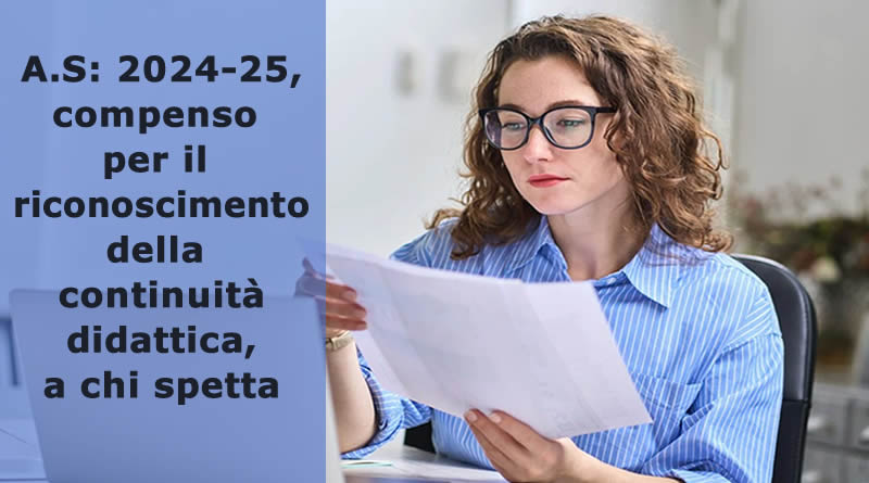 A.S. 2024-25, compenso per il riconoscimento della continuità didattica, a chi spetta