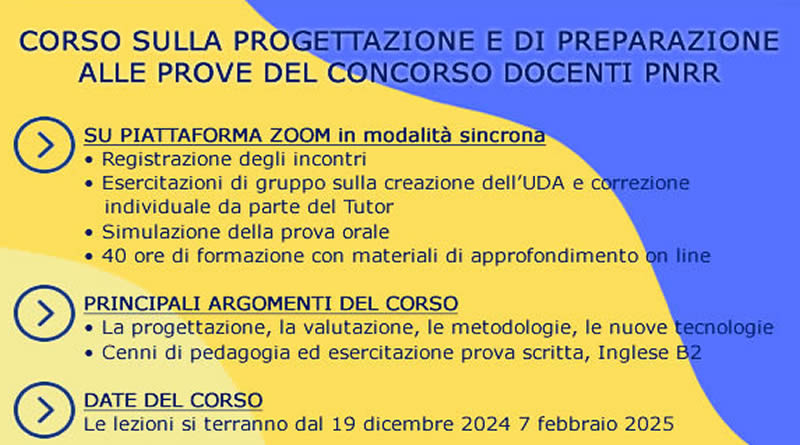 Corso gratuito per gli iscritti in preparazione al concorso PNRR2